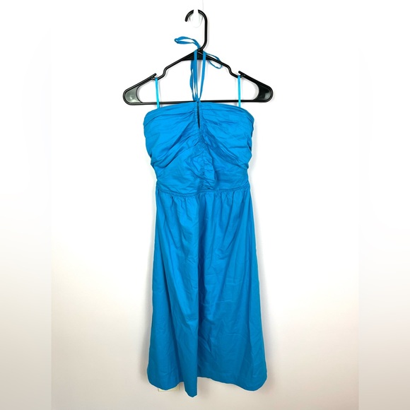 NWOT LOFT Keyhole Halter MIDI Dress Size 2P Ocean Bay Blue - Picture 5 of 6